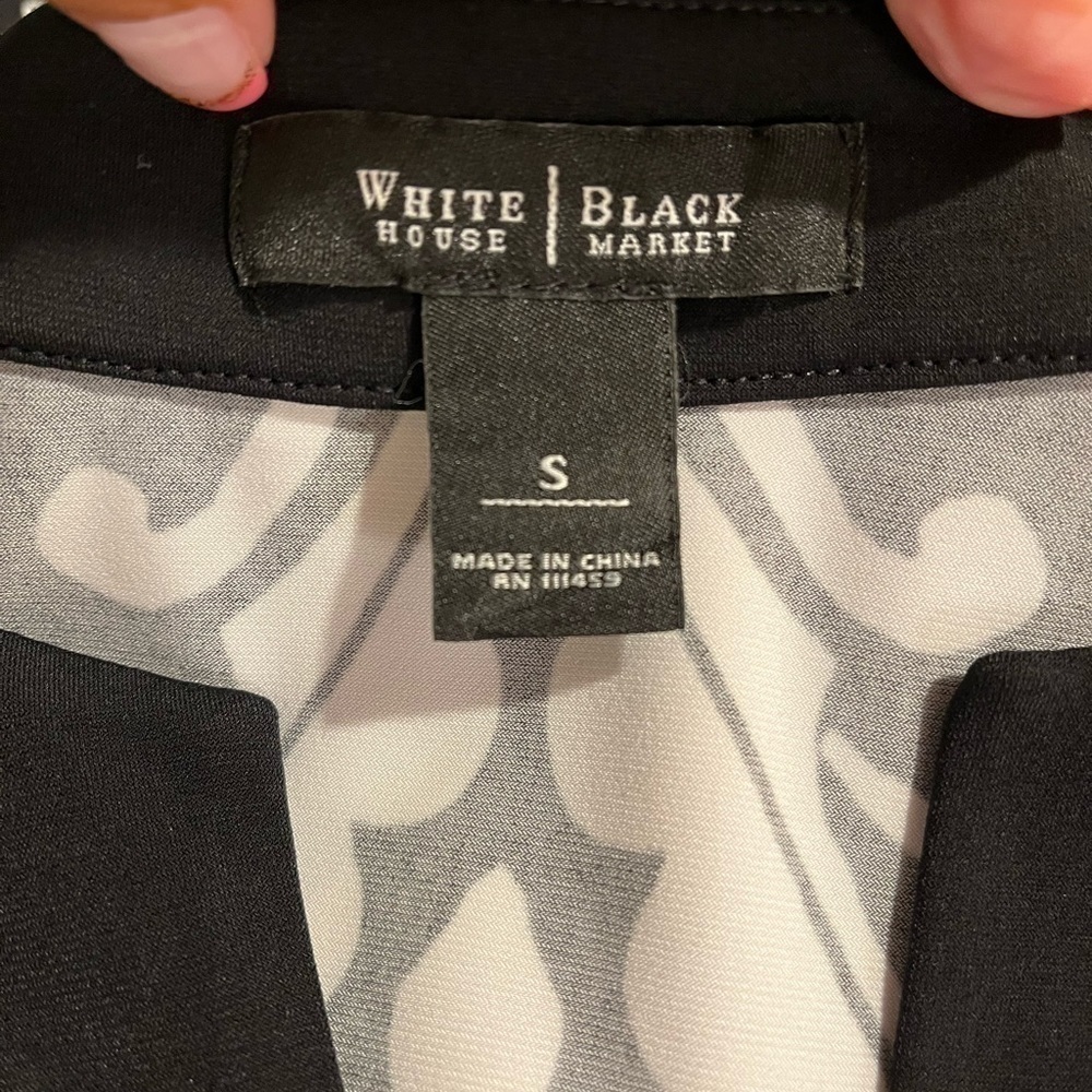 WHBM V-Neck Black/White Print Dress Sz S EUC - Picture 3 of 4